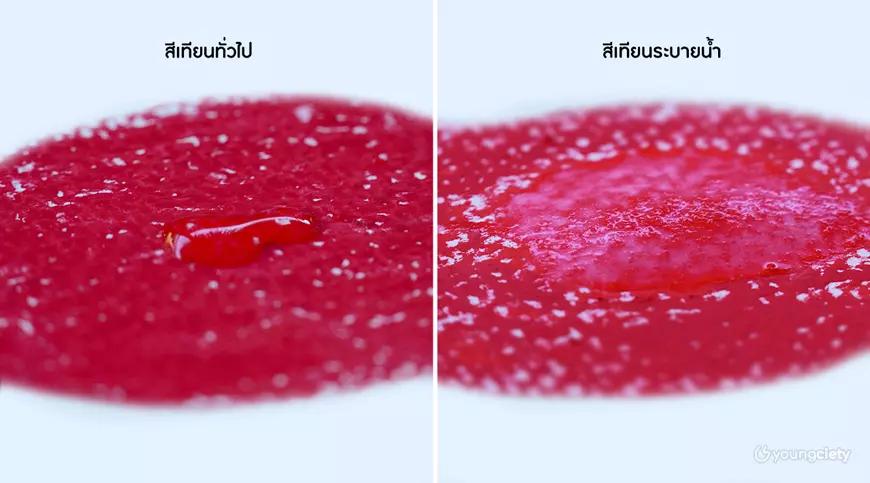 เปรียบเทียบสีเทียนทั่วไป ที่กันน้ำ กับ สีเทียนระบายน้ำ ที่ละลายไปกับน้ำ
