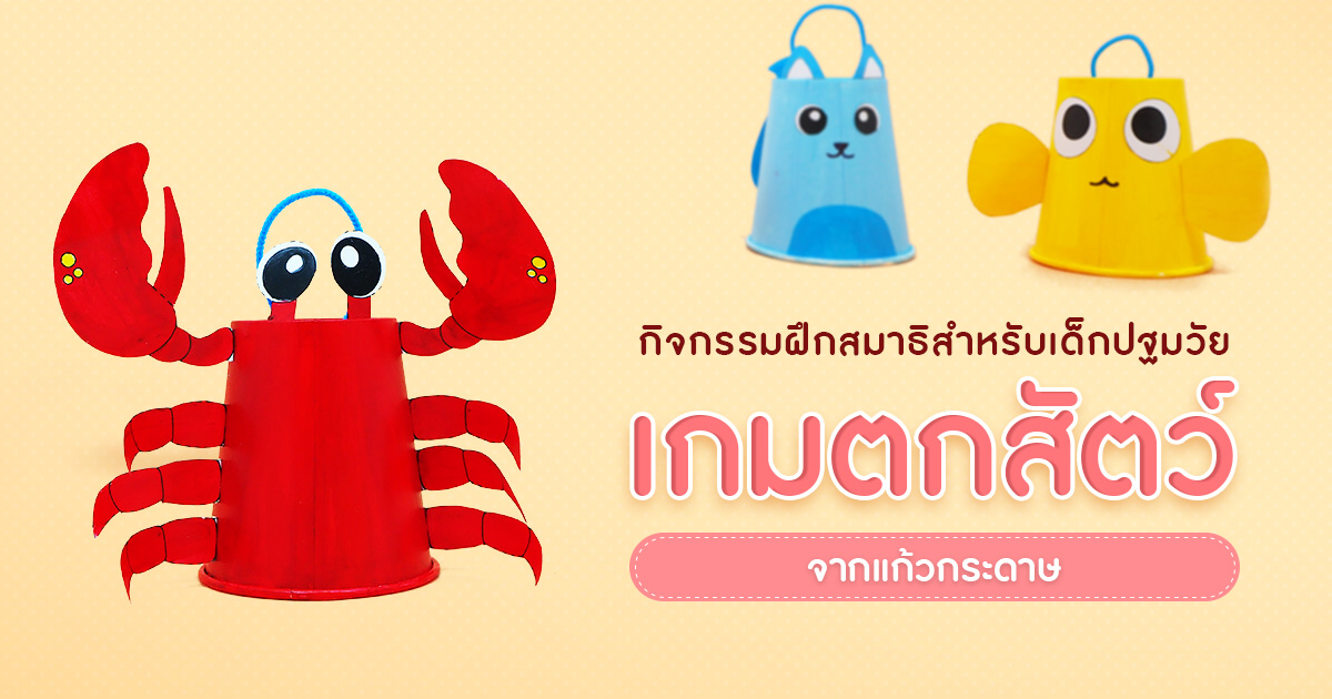 กิจกรรมฝึกสมาธิสำหรับเด็กปฐมวัย เกมตกสัตว์ จากแก้วกระดาษ 